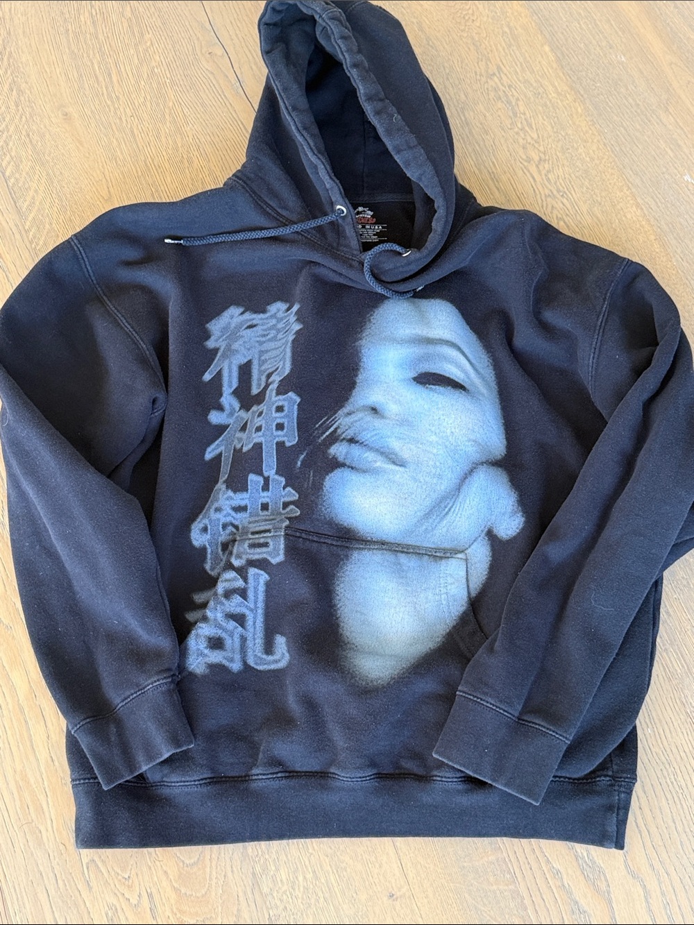 Vintage ‘works of madness’ Black Graphic Hoodie